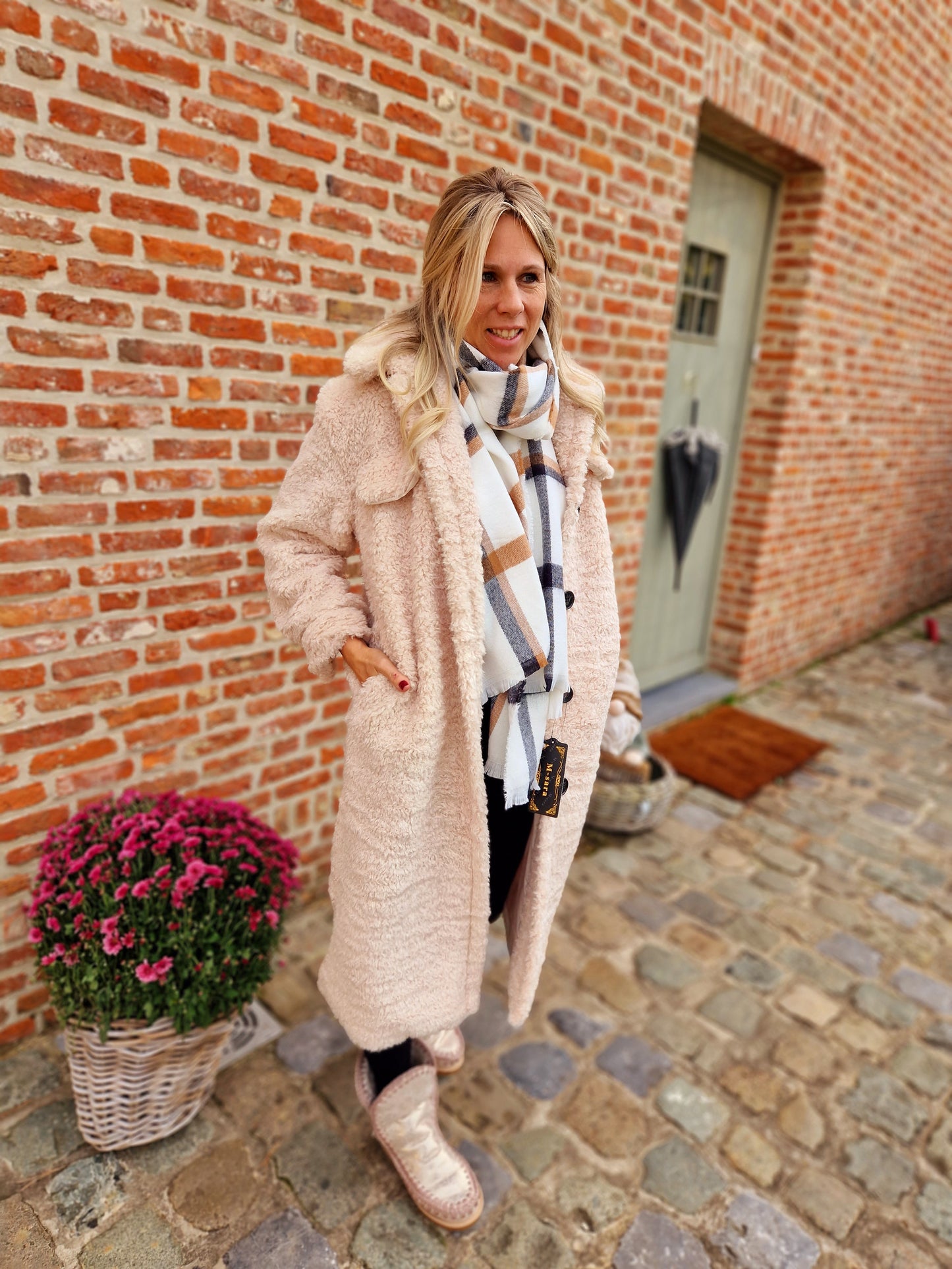 Teddy jas met kraag beige