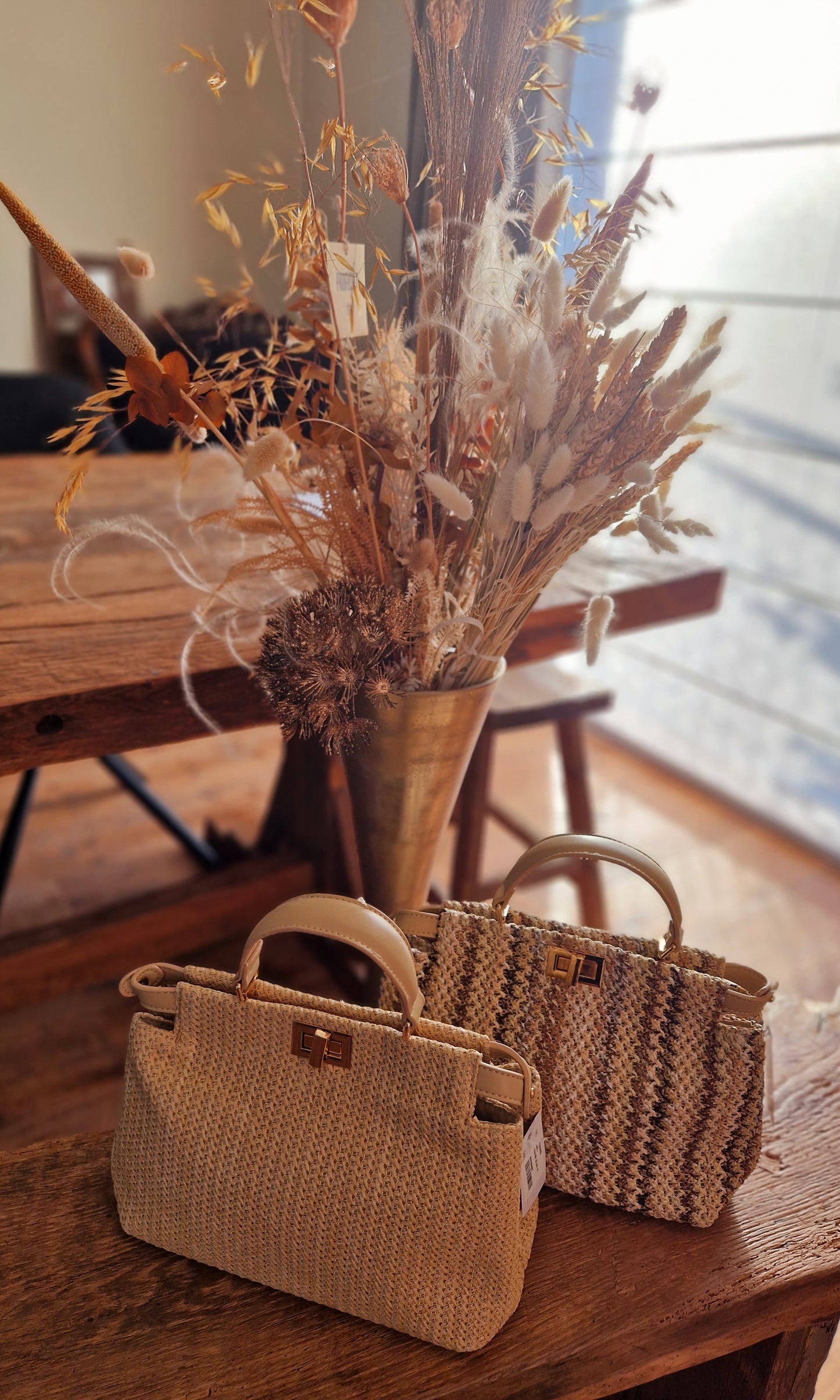 Boho gestreept handtasje