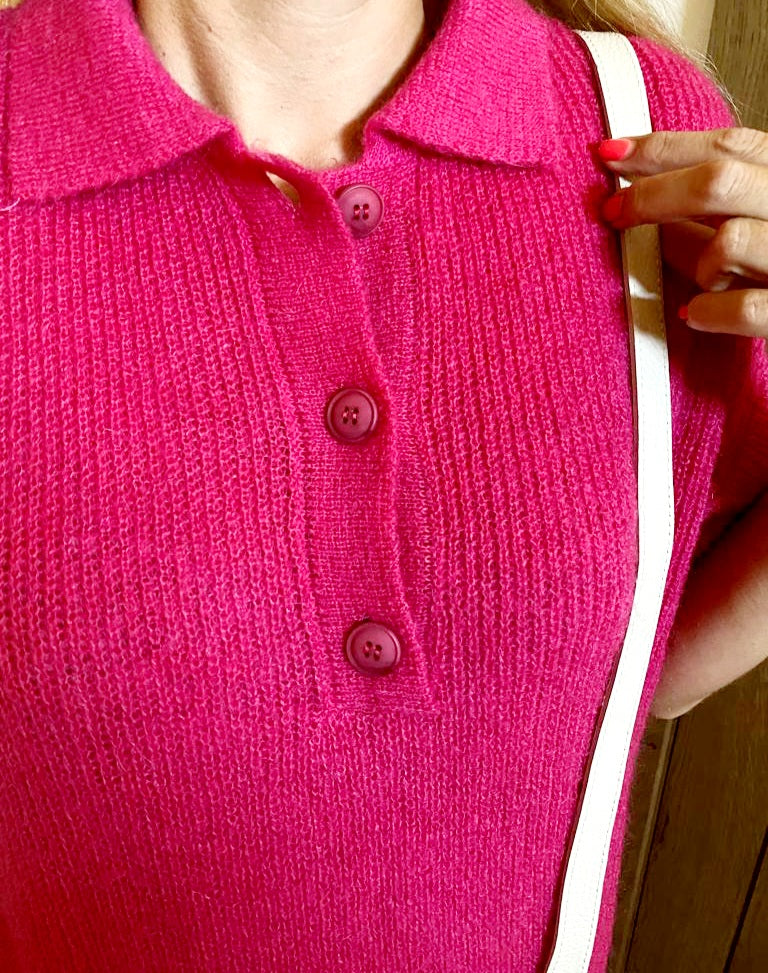 Knitwear jurk met knoopjes en kraagje