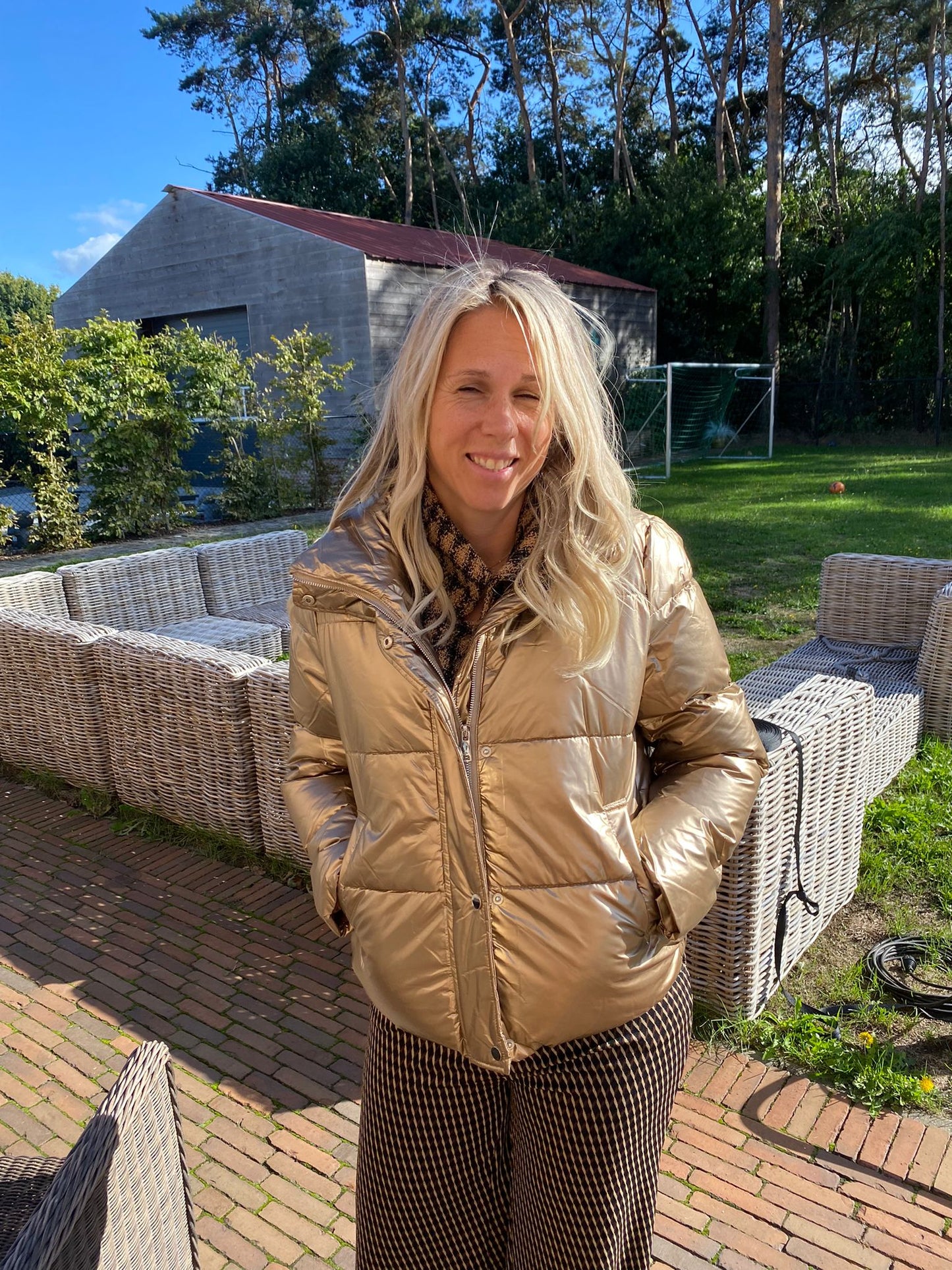 Shiny Buffer Coat Kort Beige
