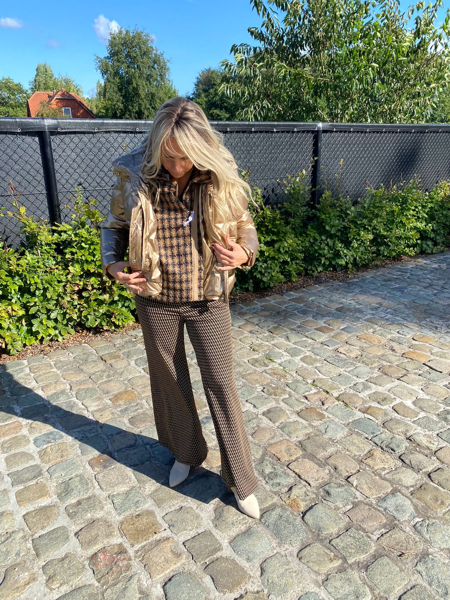 Shiny Buffer Coat Kort Beige