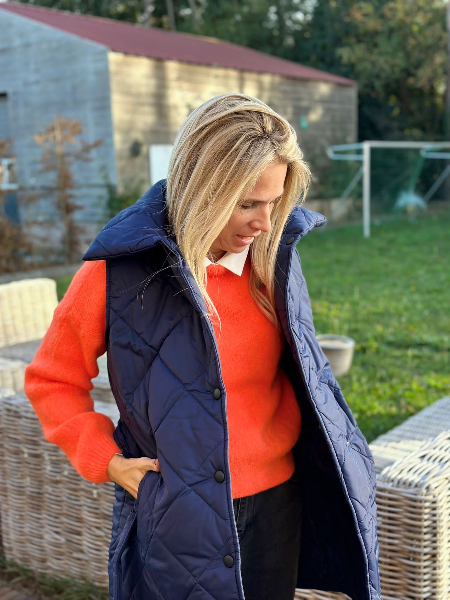 Bodywarmer met motief donkerblauw