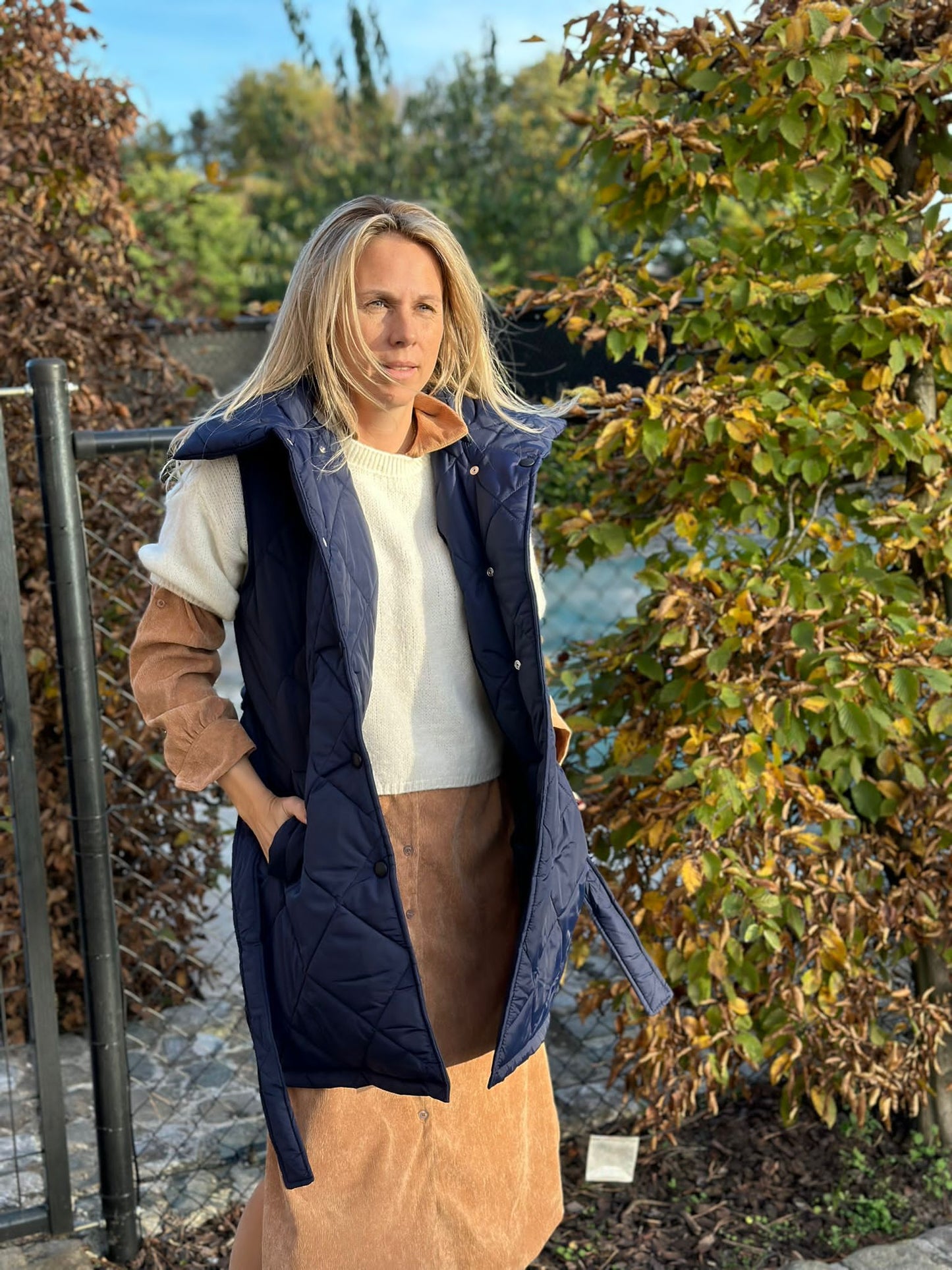 Bodywarmer met motief donkerblauw