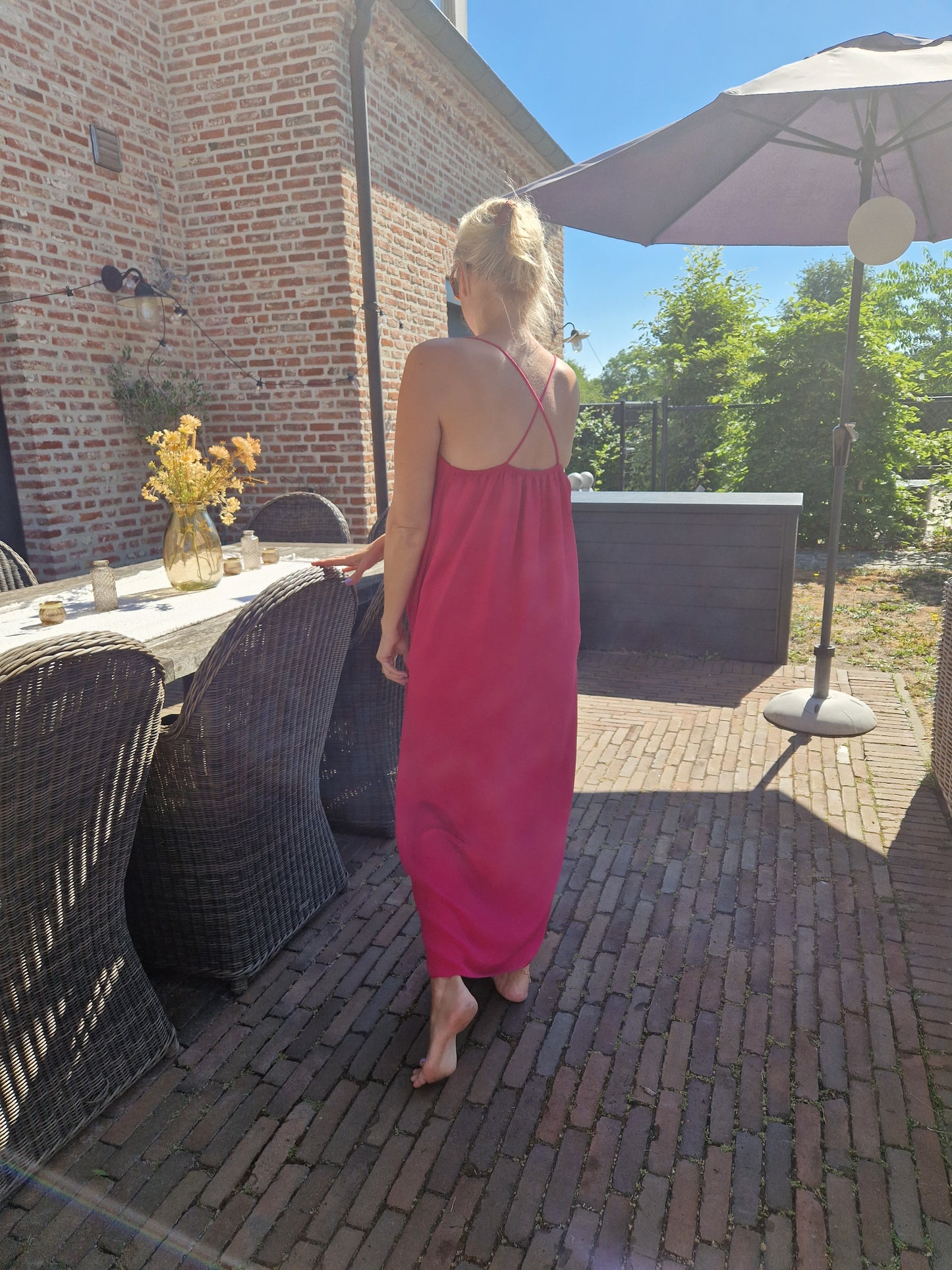 Cross dress/jurk magenta