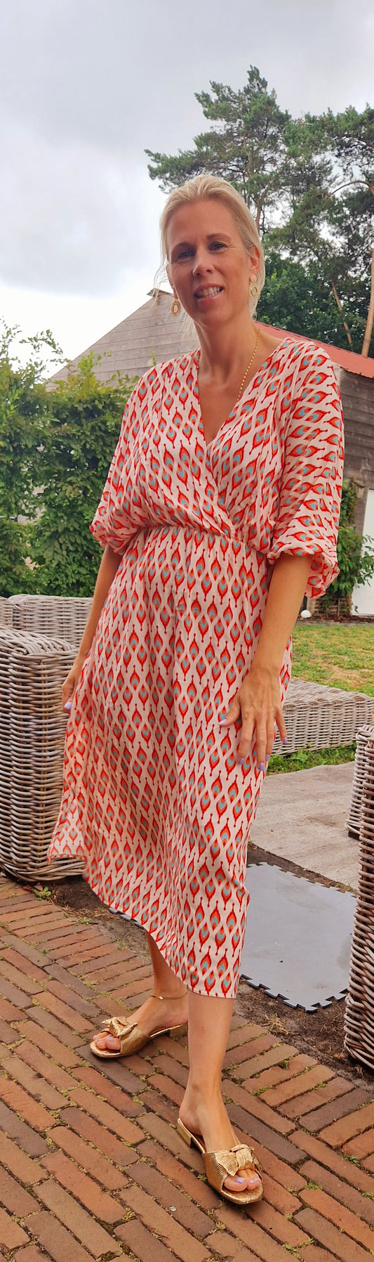 Peacock dress koraal