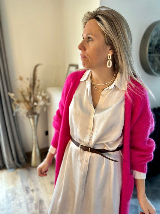 Sassy satin hemdjurk lang greige incl riempje