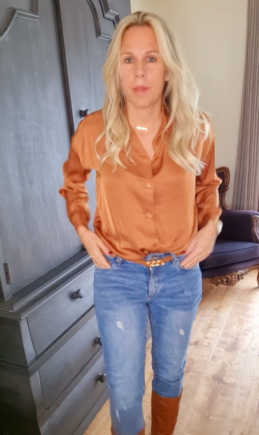 Bobby blouse roest satine